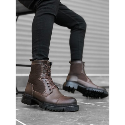 BOA Shoes Мъжки боти от естествена кожа ba0183 - Тъмнокафяви #323552 (323552_Кафяво)