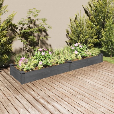 vidaXL vyvýšený záhon s vložkou šedý 240x60x25 cm masiv jedle