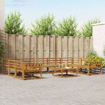 vidaXL Комплект дивани за открито 10 pcs Естествен (3368197)