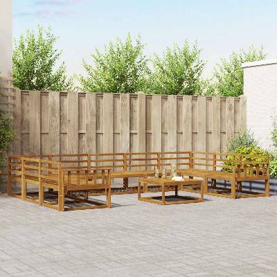 vidaXL Комплект дивани за открито 10 pcs Естествен (3368197)