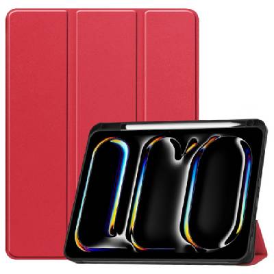 Калъф от PU кожа с място за Apple Pencil и функция заспиване за iPad Pro 11" (2024/2025) - червен (78227)