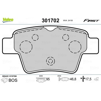VALEO Sada brzdových platničiek kotúčovej brzdy 301702