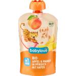 babylove Пюре от праскова, ябълка, манго и банан с овесени ядки, 1+г, 100 g (1500480)