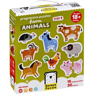 BANANA PANDA Бебешки пъзел Banana Panda 15 в 1 - Животните във фермата (49208)
