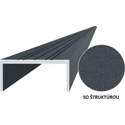 Hliníkový uchytávací profil pro lamely, tvar U, šířka 50 mm, antracit RAL7016 se strukturou 6m +/- 5mm (AL-UP3-AS-6)