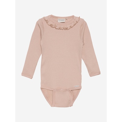 Detské body s dlhým rukávom z bavlny a modalu Misty Rose Minymo