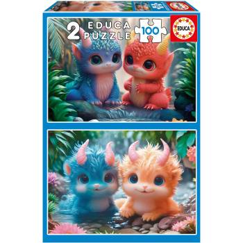 Educa - Puzzle 2x100 Cute Monsters - 100 piese