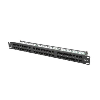 Lanberg Пач панел, Lanberg patch panel 48 port 1U CAT. 6, black (PPU6-1048-B)