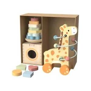 Tooky Toy Играчки за играчки: 3 в 1 дървена кутия - Жирафче