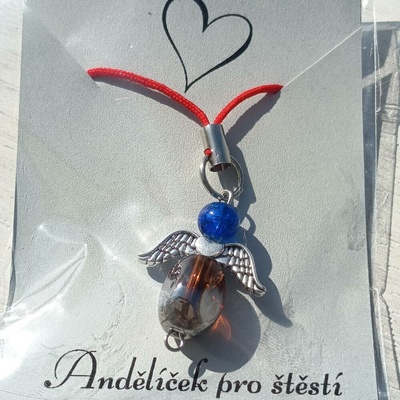 Andělíček pro štěstí na klíče nebo mobil z korálků malá karabinka 1,5 cm – Zboží Mobilmania