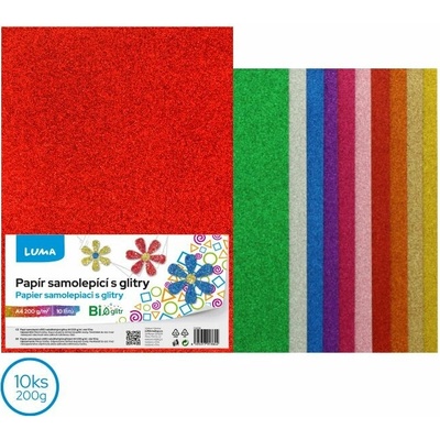 Papír barevný Luma A4, Bio Glitr samolepící, mix 10ks – Zbozi.Blesk.cz
