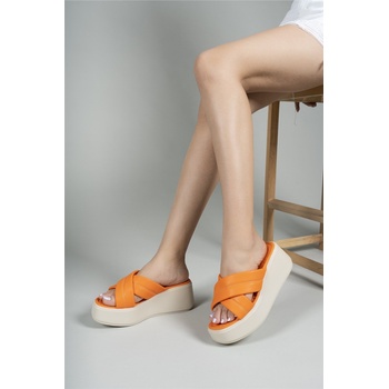 Riccon Дамски чехли с цяла подметка 00121808 - Оранжеви #332780 (332780_Оранжев)