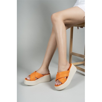 Riccon Дамски чехли с цяла подметка 00121808 - Оранжеви #332780 (332780_Оранжев)