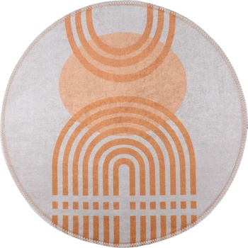 Vitaus Оранжев/сив кръгъл килим подходящ за пране ø 100 cm Arch - Vitaus (FGR-S412-Yuvarlak-100x100)