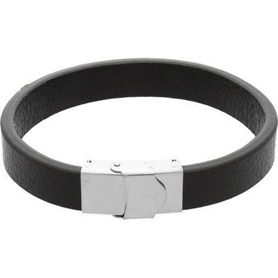 Ewena náramek černý z kůže a chirurgické oceli GFK537