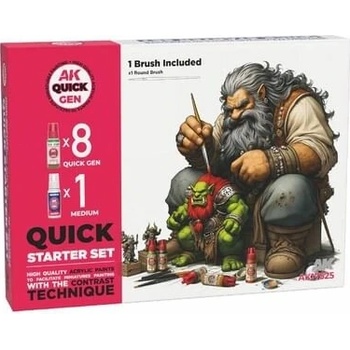 AK Interactive Quick Gen Quick Starter Set 8 barev a 1 štětec