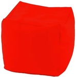 PUFRELAX Пуф, 130л. , Табуретка Куб XL - Teteron Neon Orange, Перящ се калъф, Пълнеж от Полистиролни перли, за открито, 8281 (PUF-G-CXL-TEX-NEOR) - topmall