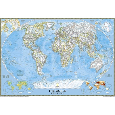 National Geographic Svět - nástěnná mapa Classic 111 x 77 cm Varianta: bez rámu v tubusu, Provedení: laminovaná mapa v lištách