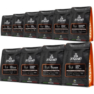 Kafista Exkluzivní balíček kávy Praženo v Itálii Fiartrade SCA na esresso i filtr 10 x 250 g