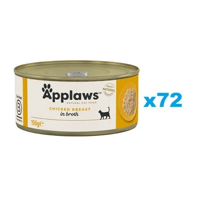 Applaws Cat Kuracie prsia vo vývare 72 x 156 g