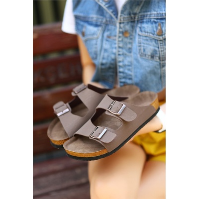 Erbil Shoes Дамски ежедневни чехли от набук - Кафяви #383657 (383657_Тъмно кафяв)