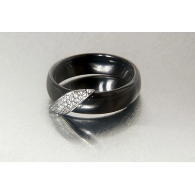 Prosperk Prsten keramický s krystalky black vibe 28005