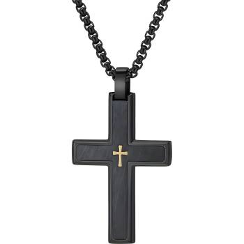 HARAHU Мъжка верижка с кръст vq-38807 - Черна / Златна / 60см kp38807 (vq-38807)