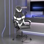 vidaXL Въртящ гейминг стол, черно и бяло, изкуствена кожа (349548)