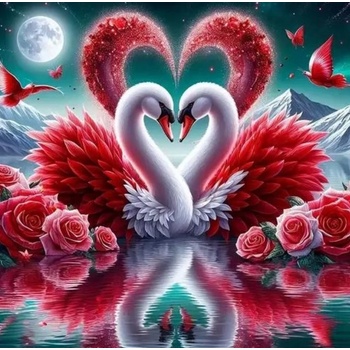 Norimpex - Puzzle Diamant painting: Swans in love 30x40cm - 1 - 39 piese