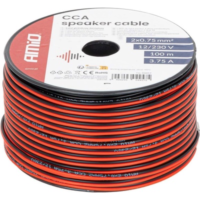 Amio 04457 Vodič reproduktoru dvoužilový CCA 2x0.75mm2 100m