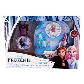 Disney Frozen II EDT 30 ml + lak na nehty 2 x 5 ml + pilník na nehty + zdobící kamínky na nehty darčeková sada