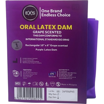 EXS Condoms Oral Latex Dams Flavoured Grape 1pc
