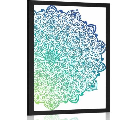 Plagát modrozelená Mandala