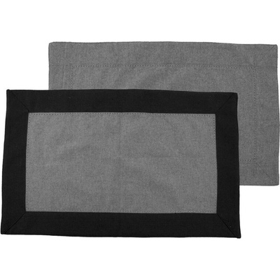 Home Elements Prostírání s obrubou 30x50 cm 6ks světle a tmavě šedá z recyklované bavlny 6 ks