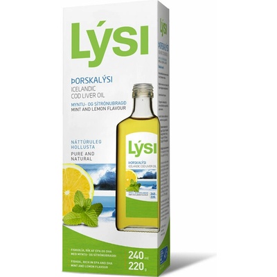 Lýsi Olej z tresčích jater s příchutí citrónu a máty 240 ml 220 g