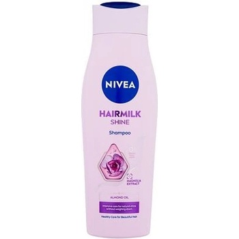 Nivea Hairmilk Natural Shine ošetrujúci šampón na unavené vlasy bez lesku 250 ml