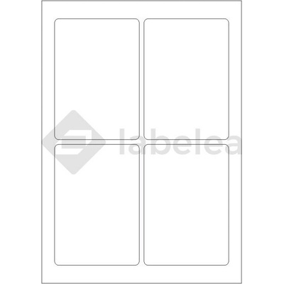 Labelea Samolepiace etikety 89x127 mm biele papierové, na hárku A4, pre laserovú a atramentovú tlač, Farba etikiet Biela, Počet hárkov v balení 100 EPY089127W004S