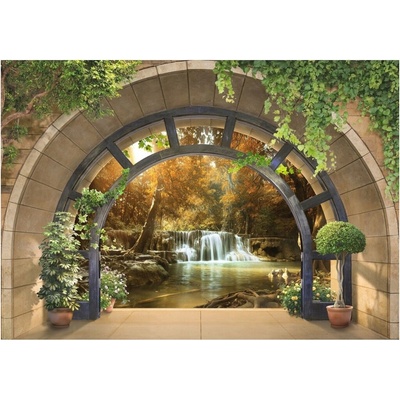Vliesová fototapeta Wallarena 3D vodopád les 368x254 cm