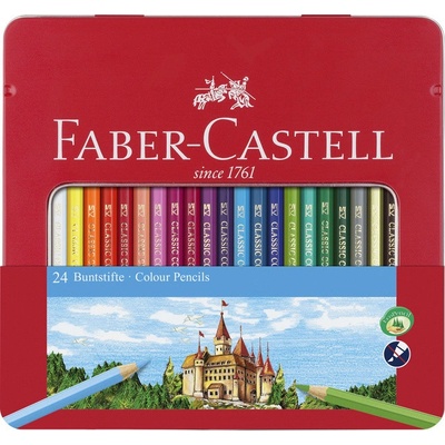 Faber Castell FC-115824 farebné ceruzky Faber-Castell Castle šesťhranné kovové puzdro s 24 ks