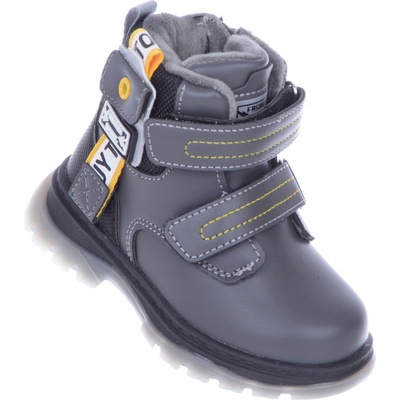 Zateplené trapery na suchý zip pro chlapce pohodlné zimní boty zip šedé