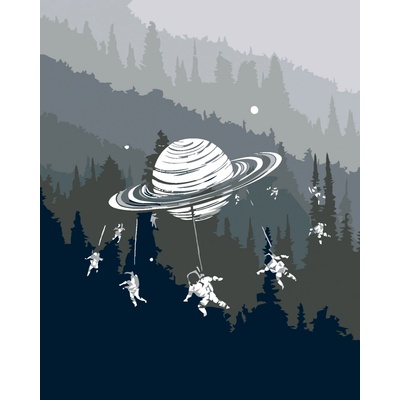 zuty Malování podle čísel Planeta s kosmonauty 80 x 100 cm vypnuté plátno na rám