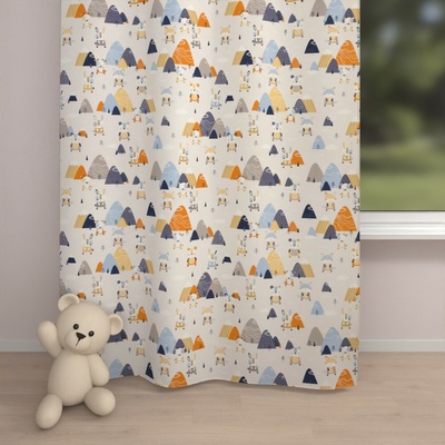 Biante Detský bavlnený záves Sandra SA-613 Modro-oranžové lesné zvieratká na bledo sivom 150x240 cm