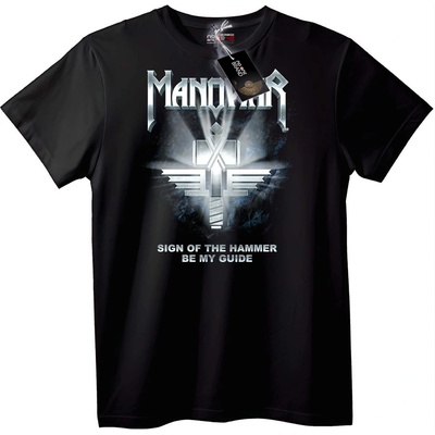 NOONEBRAND Тениска Manowar Знак на Чука - L, Black