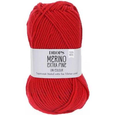 Příze DROPS Merino Extra Fine uni color 11 - červená