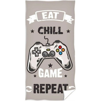 Carbotex Velká plážová osuška Eat Chill Game & Repeat 90 x 180 cm