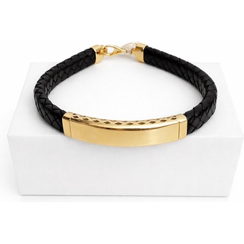 Мъжка златна гривна с кожа 5.27гр