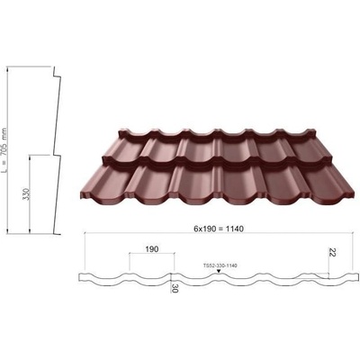 Ruukki Taškové tabule 40 Finnera Tmavě hnědá 1 m²