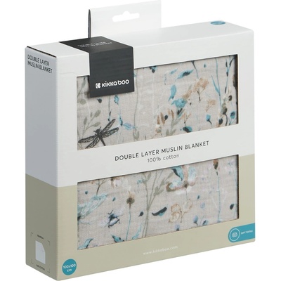 Kikka Boo Oдеяло от муселин двупластово 100х100 см Dreamy Fields Grey (31103010110)