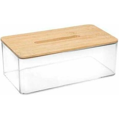 5five Simply Smart Box na kapesníky Selena, 25,3x9,3x13,3 cm, čirá/s dřevěnými prvky