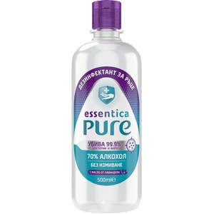 Дезинфектант Essentica Pure за ръце, шише с дозатор, 500 мл